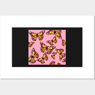 Monarch butterfly with pink Posters and Art